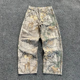 Dodobye Y2k Multiple Pockets Camouflage Cargo Pants New Hip Hop Retro Oversize Denim Pants Fashion Men Women Straight Leg Wide Leg Jeans