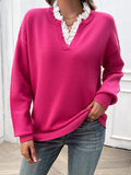 christmas outfit Dodobye Long Sleeves Loose Split-Joint V-Neck Pullovers Sweater Tops