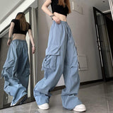 Dodobye Hip Hop Y2K Cargo Pants Women Streetwear Harajuku Big Pockets Casual Trousers Korean Loose High Waist Design Solid Pants Z