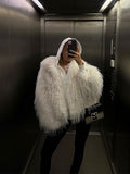 christmas outfit Dodobye 2024 White Elegant Tassels Faux Fur Coats For Women Fashion Lapel Long Sleeves Thicken Warm Jacket Winter Female Chic Streetwear