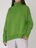 christmas outfit Dodobye Long Sleeves Loose Solid Color High Neck Knitwear Pullovers Sweater Tops