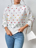 christmas outfit Dodobye Long Sleeves Loose Pompom Triming Round-Neck Knitwear Pullovers Sweater Tops