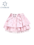 Dodobye Women Pink A-line Skirt Vintage 90s Aesthetic Y2k Mini Pleated Skirt Harajuku Kawaii Lolita Skirt 2000s Cutecore Clothes Summer