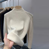 Black Friday Dodobye Casual Solid Thicken Turtleneck Sweater Women Slim Fit Warm Plush Pullover Sweaters Female Korean Winter Simple Base Tops