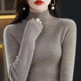 Dodobye 2025 Women Sweater Autumn Pullover Turtleneck Long Sleeve Slim Elastic Korean Simple Basic Cheap Jumper Solid Knitwear Tops