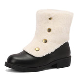 thanksgiving outfit Dodobye Snow Boots Round Toe Thick Heel 3.5cm Decoration 46 47 48 Leisure Daily Ankle Bota