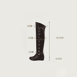 thanksgiving outfit Dodobye Design Thigh Boots Over Knee Women Round Toe Wedges 4.5cm Slip On Rivets 46 47 48 Sweet Girls Bota