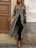 Dodobye Striped Shirt Fashion Buttons Up Long Sleeve Cardigan Shirts Turn-down Collar Streetwear Blouse Casual T-shirt