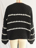 christmas outfit Dodobye Loose Puff Sleeves Split-Joint Round-Neck Sweater Tops