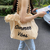 Dodobye Summer Vibes Letter Print Tote Bag