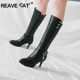 thanksgiving outfit Dodobye Shoes Women Knee boots Spring Autumn shoes size 34-46 Pointed Toe mujer Botas feminino Thin Heel A1325