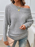 christmas outfit Dodobye Long Sleeves Loose Solid Color Split-Joint Off-The-Shoulder Pullovers Sweater Tops