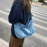 Dodobye Large Washed Denim Crossbody Bag