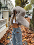 christmas outfit Dodobye Winter Warm Faux Fur Fluffy Long Sleeved Coats Women's Solid Color Loose Hooded Short Jackets 2024 Fashion Ladies Casual Outwear