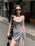 Dodobye 2025 Summer French Elegant Y2k Mini Dress Woman Sexy Sleeveless Short Party Dress Casual One Piece Dress Korean Fashion Chic