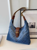 Dodobye Simple Casual Color Contrast Portable Large-Capacity Bag Female 2024 New Denim Tote Bag High-End Shoulder Bag