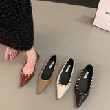 Dodobye New Footwear Fashion Designer Rivet Ladies Flats With Shoes Pointed Toe Shallow Women Flats Boat Shoes Female Slides