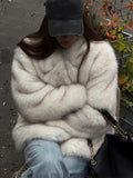 christmas outfit Dodobye White Elegant Lapel Fluffy Faux Fur Thermal Coat Women Fashion Long Sleeves Thick Warm Jacket 2024 New Chic Lady Winter Overcoat