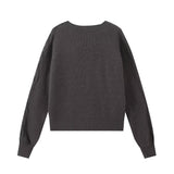 Black Friday Dodobye autumn new women's casual versatile loose V-neck long sleeved solid color knitted sweater pullover sweater