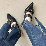 Dodobye Slingback Shoes Gothic Chunky Heels Women's Pumps Rivet Street Style Medium Heel Punk Vintage Casual Sandals Spring Summer 2024