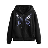 thanksgiving outfit Dodobye Yoawdats Women s Y2K 2024 Fall Casual Hooded Coat Long Sleeve Lucky Butterfly Print Zip Up Hoodie with 2 Pockets Going Out