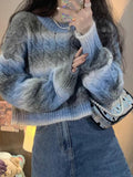 Dodobye-Ombre Cable Knit Short Sweater