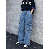 Dodobye 2025 Women's High Waisted Jeans Cargo Pants Street Vintage Distressed Wash Baggy Casual Wide Leg Women Clothing