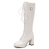 thanksgiving outfit Dodobye 2024 Womens Knee Boots 36.5cm Toe Platform 1.5cm Lace-up Size 32-48 Fashion S4277