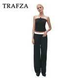 thanksgiving outfit Dodobye 2024 Spring Summer Casual Striped Women Pants Fashion Streetwear Folds Lace Up High Waist Oversized Chic Pants