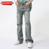 Dodobye Men'S Ripped Jeans High Street 2025 Summer New Fashion Hip-Hop Loose Zipper Opening Design Personality Denim Pants