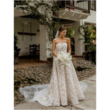 Dodobye Customized White Lace Prom Dresses Strapless Floor-Length Head Veil vestidos de noche Trailing A-line Formal Evening 2025-(PRE-ORDER)