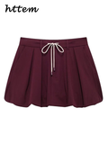 Dodobye Fashion Red Wine Jacket Mini Skirt Sets Women Casual Lapel Zipper Jackets Pleated Lace Up Skirt 2024 Autumn Lady Vintage Outfits