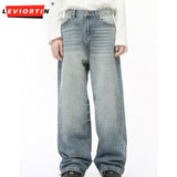 Dodobye Minimalist Men'S Pants Denim Casual Washed Straight New Trendy Loose Wide Leg Solid Color Male Jeans Autumn Simple