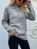 christmas outfit Dodobye Stylish Long Sleeves Loose Solid Color High-Neck Sweater Tops