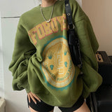 christmas outfit Dodobye Thickened American Style Avocado Green Sweatshirt