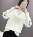 Dodobye Woman Sweaters 2025 Autumn Winter Tops Turtleneck Sweater Women Slim Pullover Jumper Embroidery Knitted Sweater Pull Femme Hiver