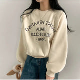 christmas outfit Dodobye Letter Embroidery Raglan Pullover Sweatshirt