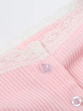 Dodobye Puff Sleeve Pink Slim Short Sleeve Knits