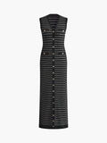 Dodobye Striped Metal Button Long Sweater Dress