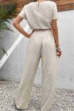 Dodobye Batwing Sleeve Drawstring Straight Long Pants Set