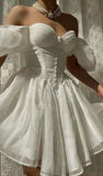 Dodobye Princess Strapless Puff Sleeve Corset Homecoming Dress Party Dress (PRE-ORDER)