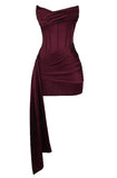 Dodobye Strapless Draped Corset Dress Burgundy Homecoming Dresses Party Dress (PRE-ORDER)