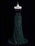 Dodobye Elegant Mermaid Strapless Sequin Green Long Prom Dresses Formal Dress (PRE-ORDER)