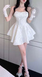 Dodobye Sexy A line Strapless Short White Lace Homecoming Dress (PRE-ORDER)