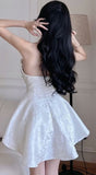 Dodobye Sexy A line Strapless Short White Lace Homecoming Dress (PRE-ORDER)