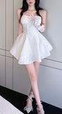 Dodobye Sexy A line Strapless Short White Lace Homecoming Dress (PRE-ORDER)