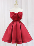 Dodobye Red Satin Short Prom Dress Lovely Red Knee Length Homecoming Dress (PRE-ORDER)