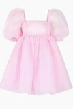 Dodobye Fairy Dress Female Sweet Puff Sleeves Mesh Square Collar Princess Homecoming Dress (PRE-ORDER)