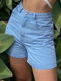 Dodobye 2024 New Fashion Woman Bottom Elegant Basic Washed Denim Shorts