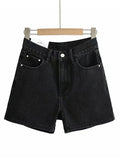 Dodobye 2024 New Fashion Woman Bottom Elegant Basic Washed Denim Shorts